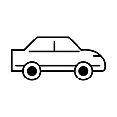 car sedan transport, side view line icon isolated on white background