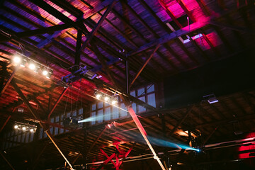 Construction with light installation prepared for event