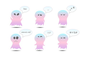 Cartoon ghost halloween with thought bubble