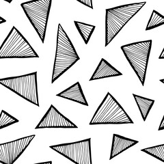 Triangle seamless vector pattern, simple doodle hand drawn background