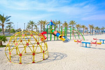 Bahrain outdoor park for children is empty due to corona  