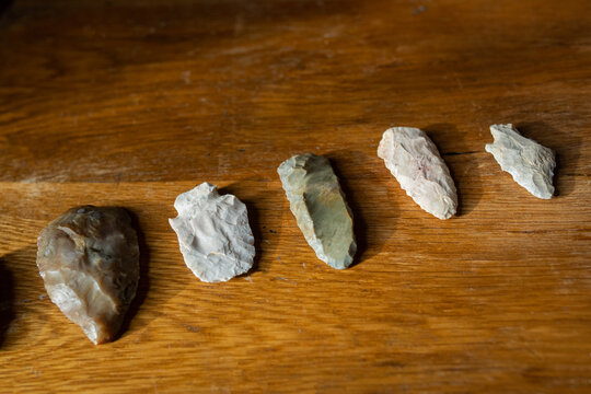 Arrowheads on Vintage Table