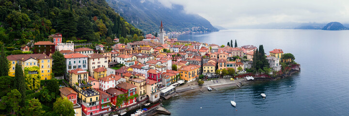 Aerial of Varenna on Lake Como