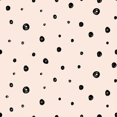 Vector seamless pattern with dots. Hand-drawn simple design