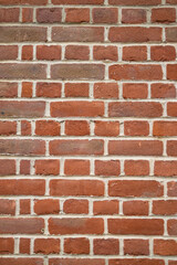 Brick wall detail in red color