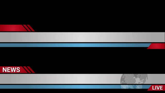 Breaking news headlines live for news events. Transition to Lower Third Title Strap on black background. Can be used with online media, TV and social media.