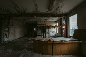 Interior of derelict office building