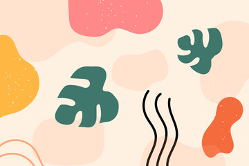 Abstract background. Hand drawing various shapes and doodle objects. Trendy modern contemporary vector illustration. Every background is isolated. Pastel color