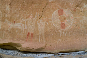 Fremont petroglyphs in Sego Canyon, Thompson Springs,  Grand County, Utah, Usa, America