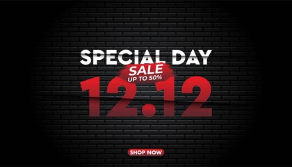12 12 special shopping day sale background template.