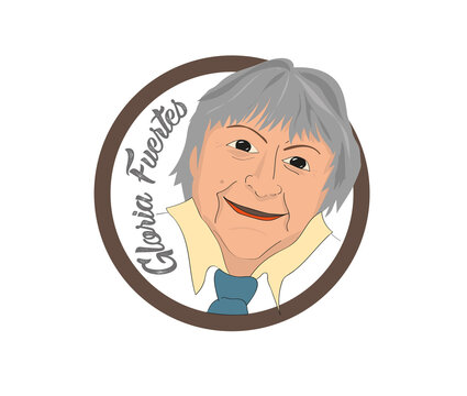 Vector Illustration of Gloria Fuertes, the poet, a vector linear illustration of a portrait of the spanish writer, in his 100th anniversary of his birthday