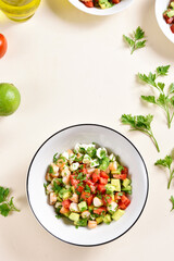 Avocado, prawn, tomato and mozarella salad
