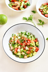 Avocado, prawn, tomato and mozarella salad