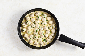 Swedish meatballs with white creamy sauce