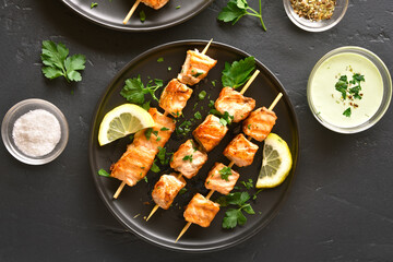 Barbecue salmon skewers
