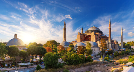 The Hagia Sophia Grand Mosque and museum of Istanbul, Turkey - obrazy, fototapety, plakaty