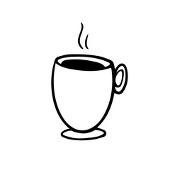 Icon of a cup of coffee. Outline image with a cup of tea on white background. Vector illustration.