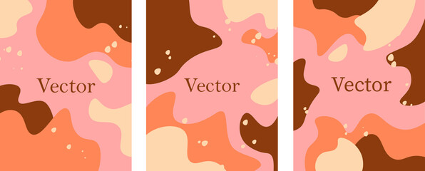 Milk-shake delicate background. Sweet style. Vector set of abstract creative backgrounds in minimal trendy style with copy space for text. Design templates for social media stories.
