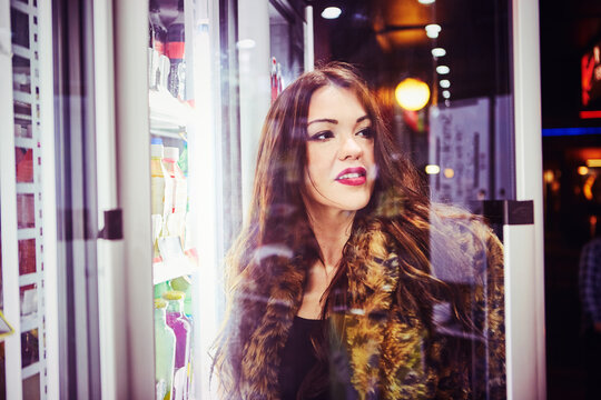 Cool girl at convenience store