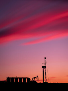 Drilling Rig & Pink Sky