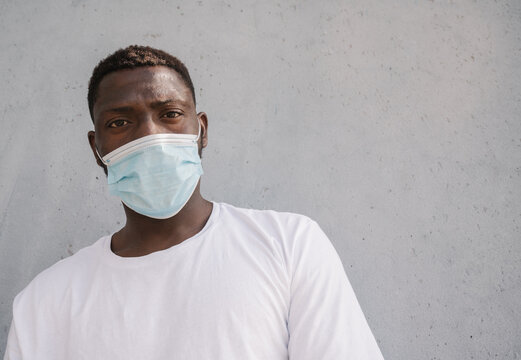 Portrait of Black Man with a protective mask