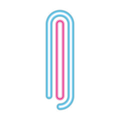 letter I neon font pink and blue on white background