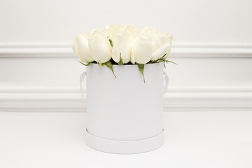 White Roses Bouquet on White Background