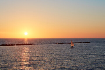 boat at sunset