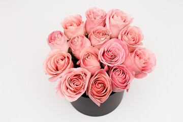Pink Roses Bouquet on White Background