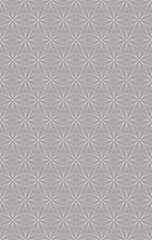 Geometric abstract floral seamless pattern. Stylish monochrome white thin outline texture. Optical illusion effect. Light gray color background is editable