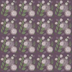 Vintage pattern with roses in an old palette
