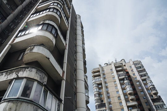Building facade With Balconies And Windows