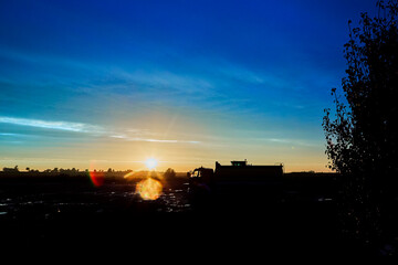 sunset over the truck