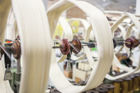Silk factory machine making silk fabric