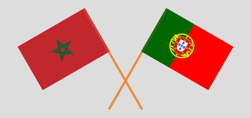 Crossed flags of Morocco and Portugal