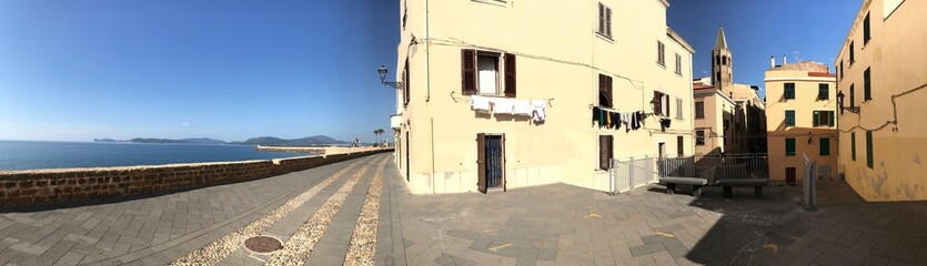 Fototapeta na wymiar seafront bastion in alghero, sardinia, italy