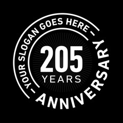 205 years anniversary logo template. Vector and illustration.
