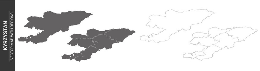 Obraz premium set of 4 political maps of Kyrzystan with regions isolated on white background