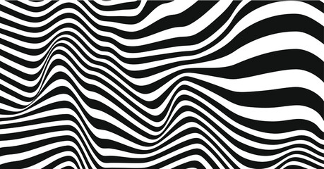 Black-and-white background of abstract bending lines. Can be used in web design, printing, as a print on clothes and background