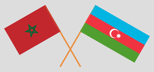 Crossed flags of Morocco and Azerbaijan