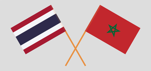 Crossed flags of Morocco and Thailand