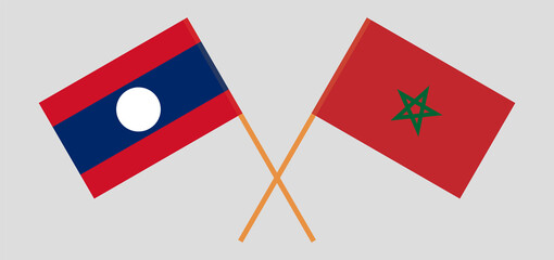 Crossed flags of Morocco and Laos