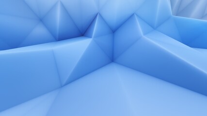 Abstract architecture background of blue triangular pattern 3d render