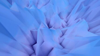 Abstract blue background geometric pattern of crystal faces 3d render