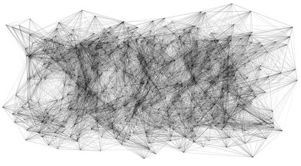 3D illustration of geometric cloud connection structure