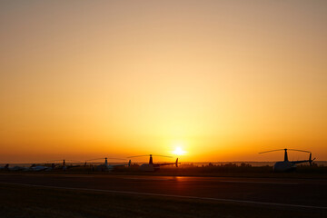 sunset over the small airport