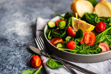 Fresh organic salad with spinach