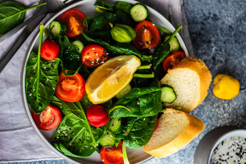 Fresh organic salad with spinach