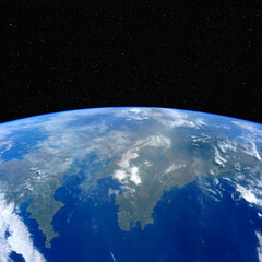 Fototapeta na wymiar UK and France from space. Elements of this image furnished by NASA. 