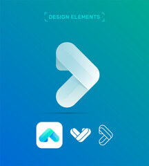 Arrow logo design template, Play button. Multimedia, player, music icon concept